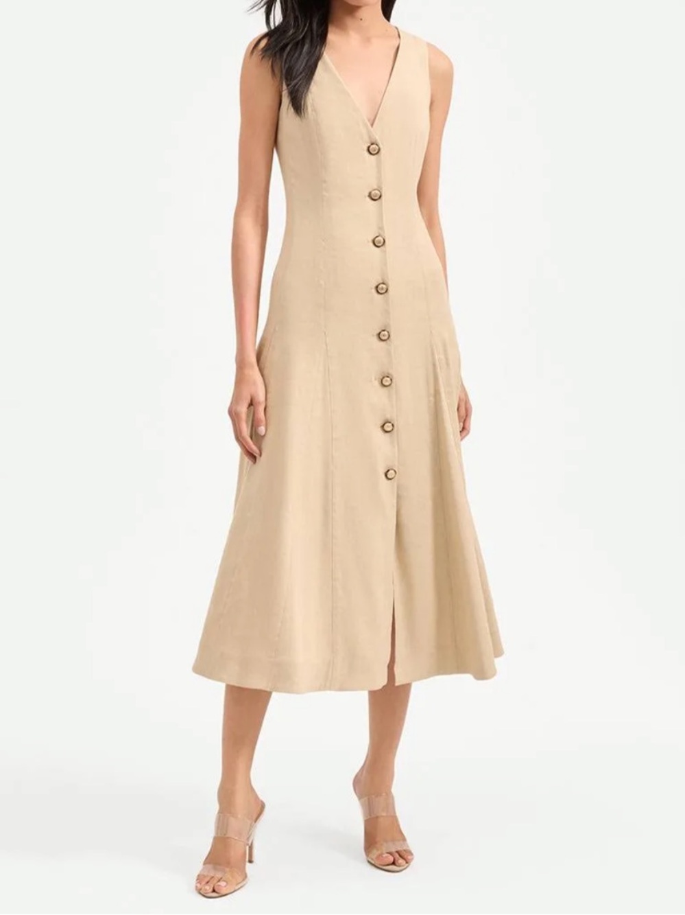 Veronica Beard Beige Button-Front Dress NWT